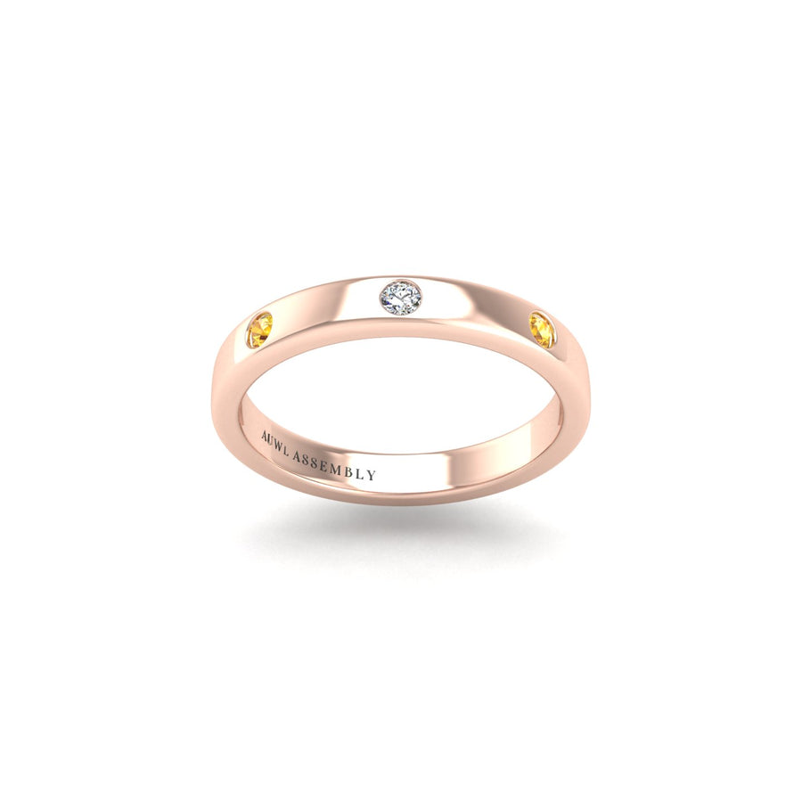 Past, Present, and Forever Three-Stone Band - Yellow Sapphire Round