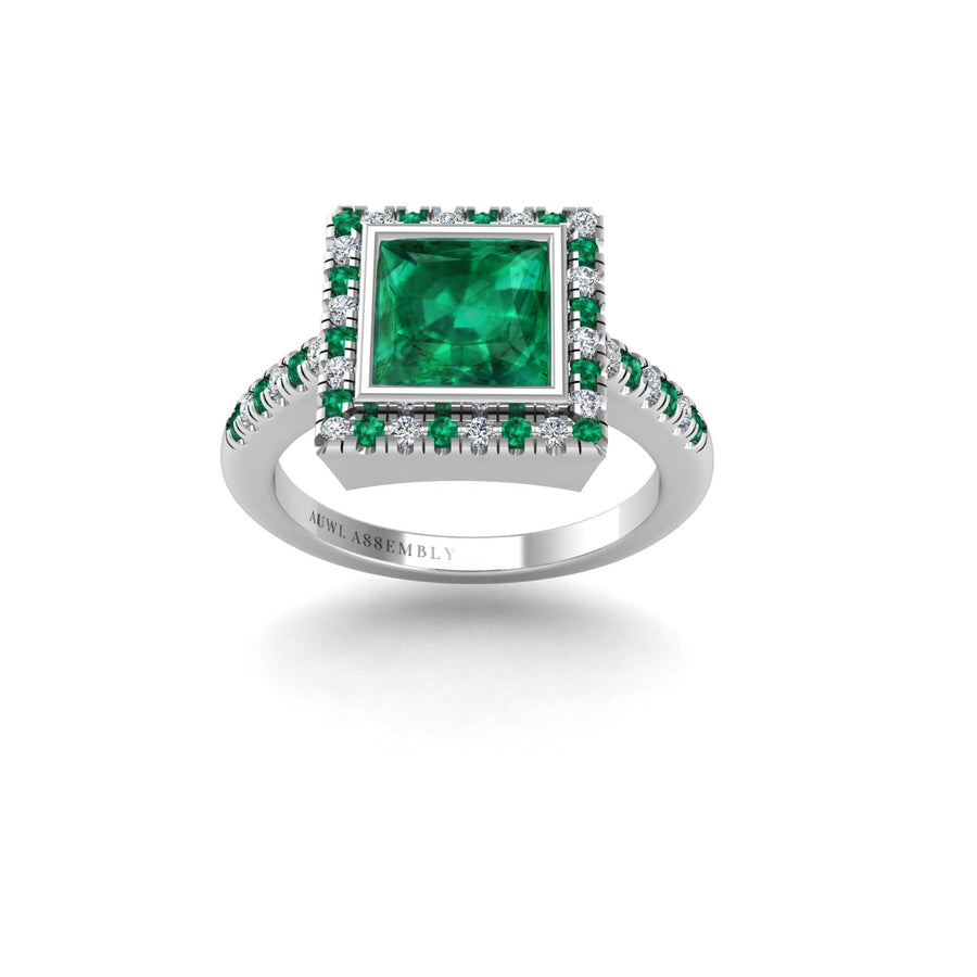 Starry Halo Ring - Emerald Princess