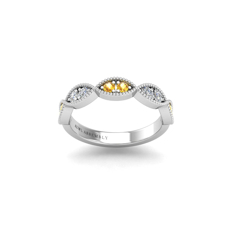 Leaf of Promise Laurel Band - Yellow Sapphire Round