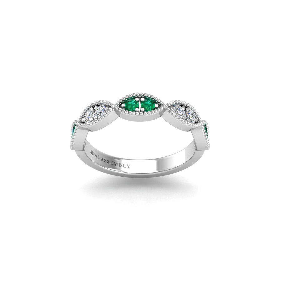 Leaf of Promise Laurel Band - Emerald Round