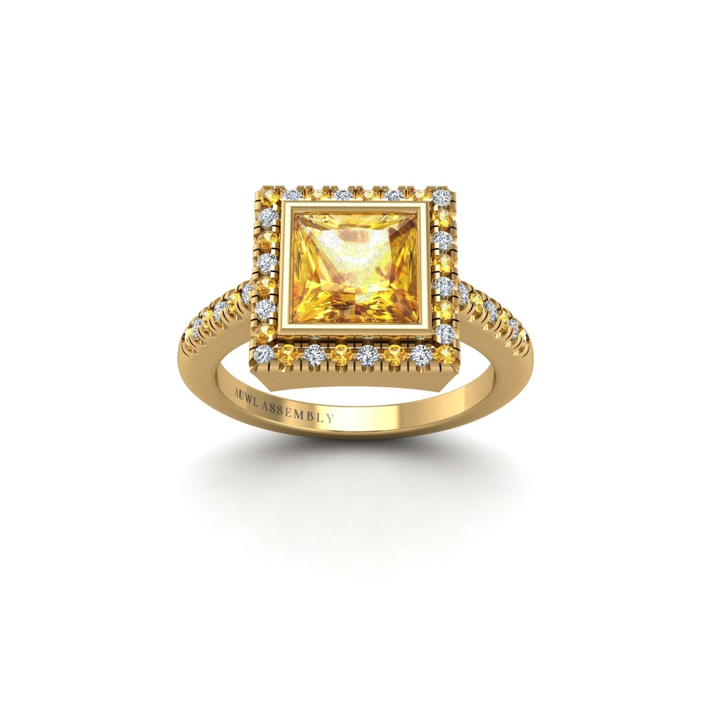 Starry Halo Ring - Yellow Sapphire Princess