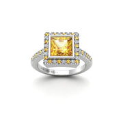 Starry Halo Ring - Yellow Sapphire Princess