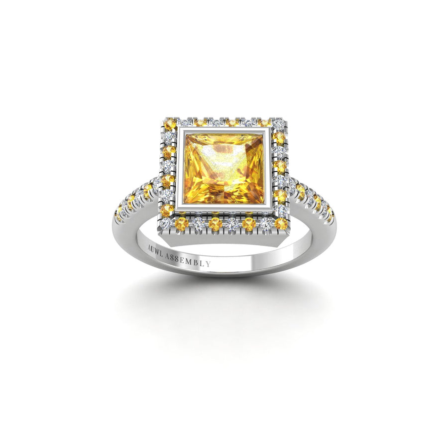 Starry Halo Ring - Yellow Sapphire Princess