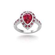 Starry Halo Ring - Ruby Pear
