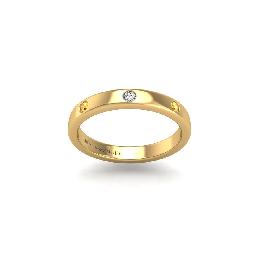 Past, Present, and Forever Three-Stone Band - Yellow Sapphire Round