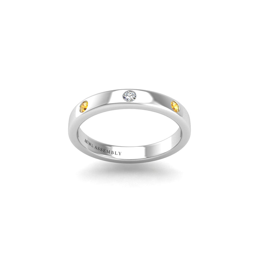 Past, Present, and Forever Three-Stone Band - Yellow Sapphire Round