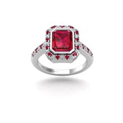 Starry Halo Ring - Ruby Emerald