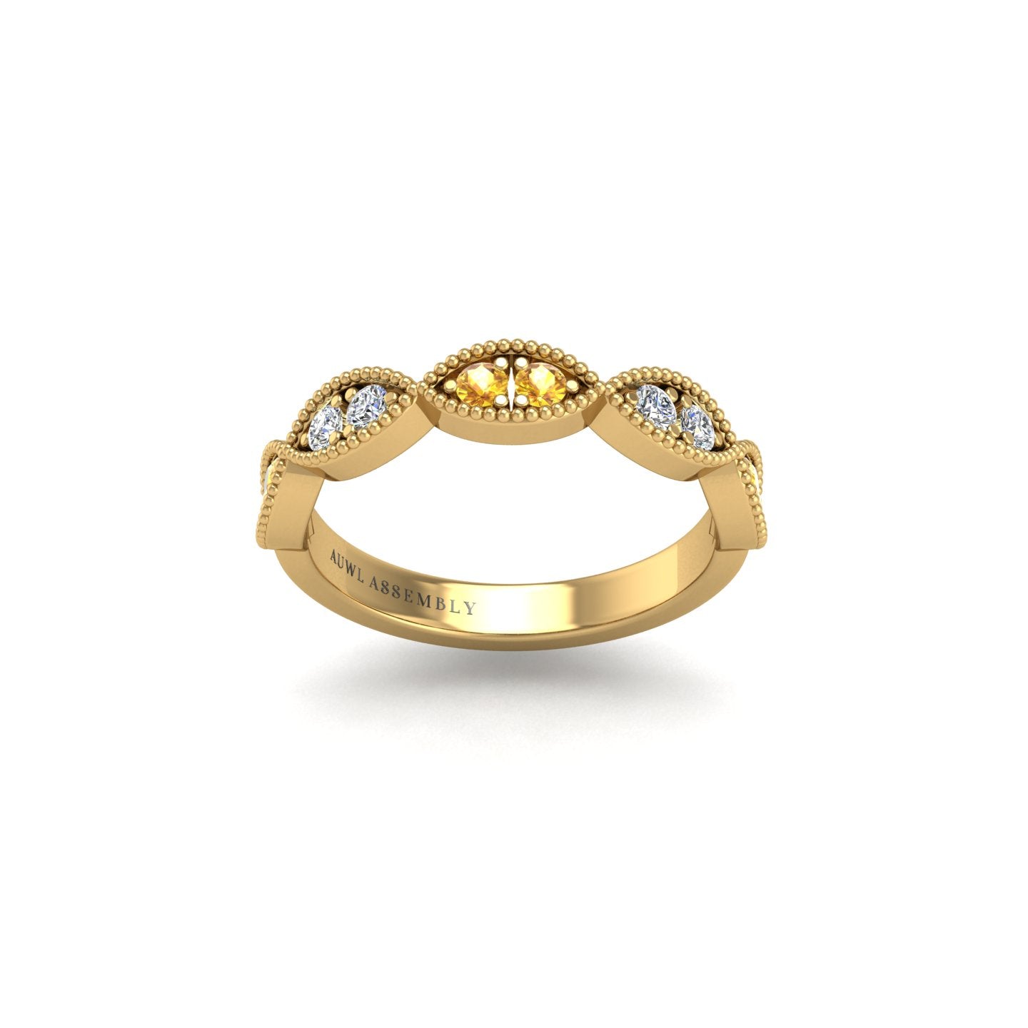 Leaf of Promise Laurel Band - Yellow Sapphire Round