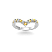 Heart's Triumph Chevron Band - Yellow Sapphire Round