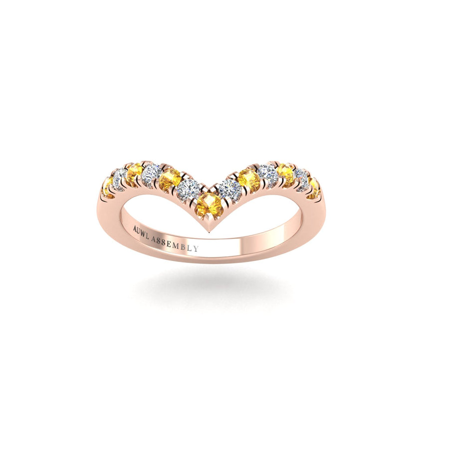 Heart's Triumph Chevron Band - Yellow Sapphire Round
