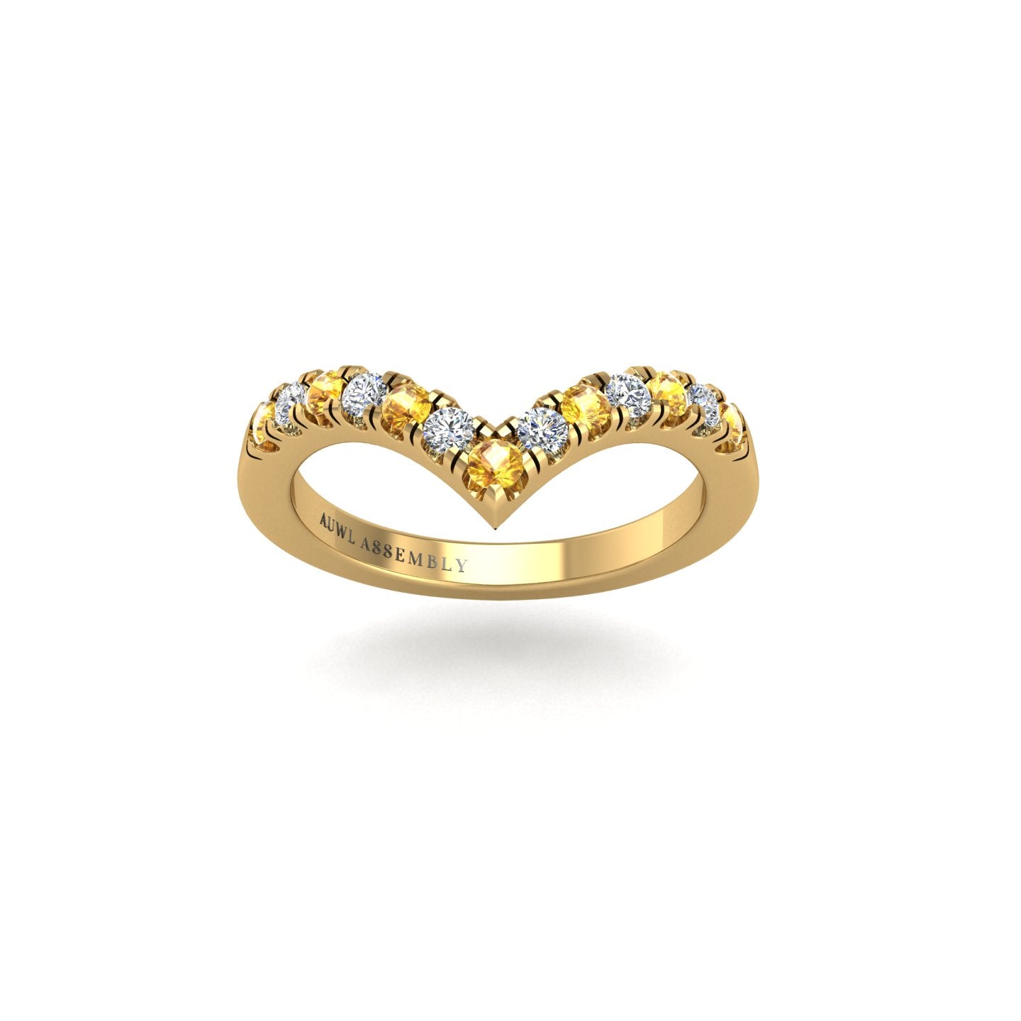 Heart's Triumph Chevron Band - Yellow Sapphire Round