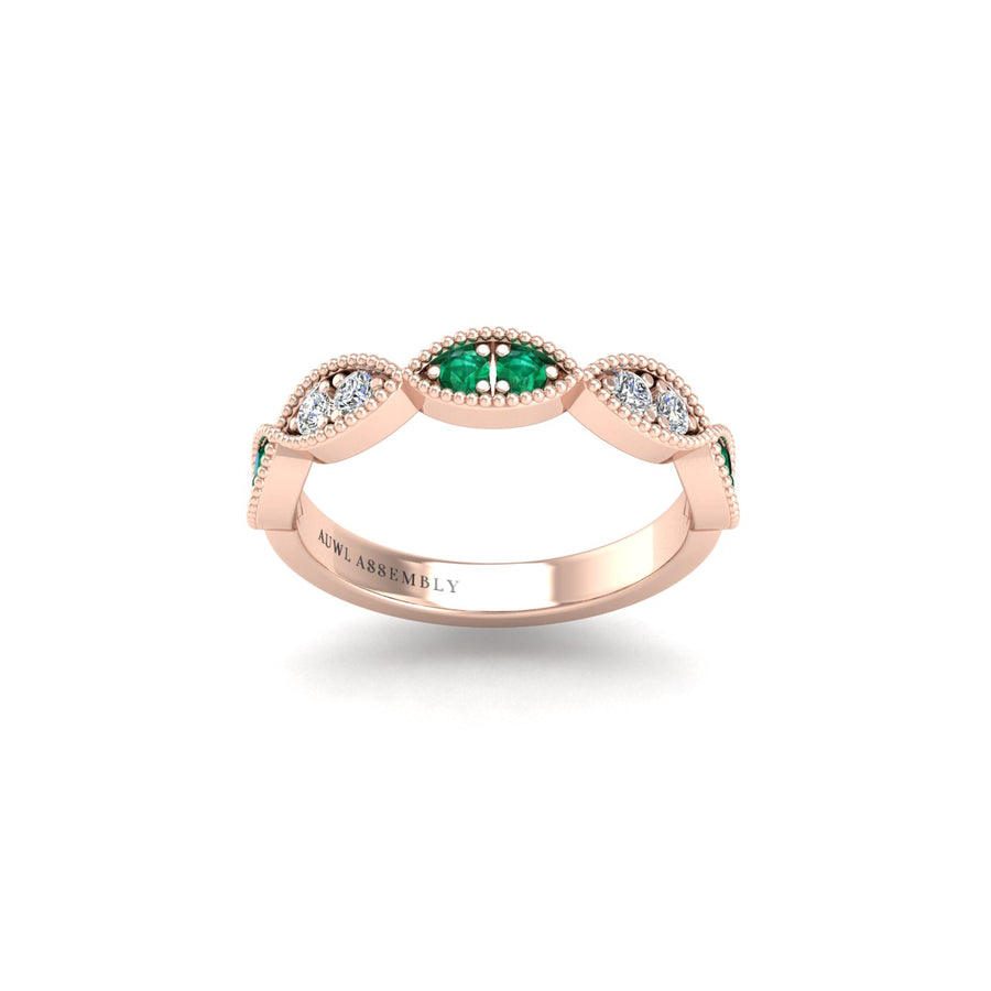 Leaf of Promise Laurel Band - Emerald Round