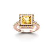 Starry Halo Ring - Yellow Sapphire Princess
