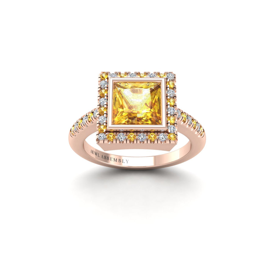 Starry Halo Ring - Yellow Sapphire Princess
