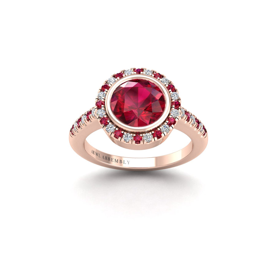 Starry Halo Ring - Ruby Round