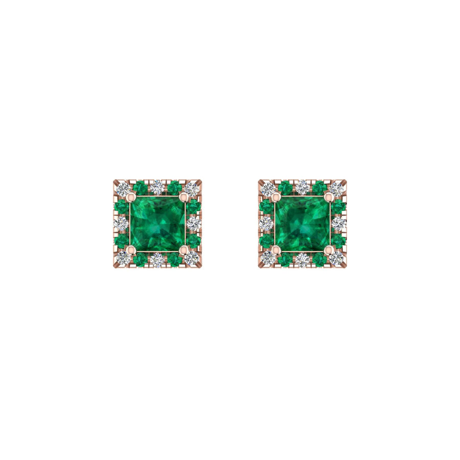 Cosmic Stud Earrings - Halo - Emerald Princess