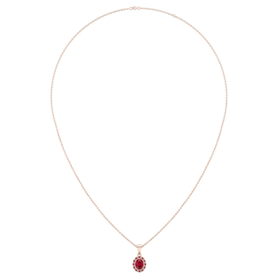 Divine Halo Pendant - Ruby Oval