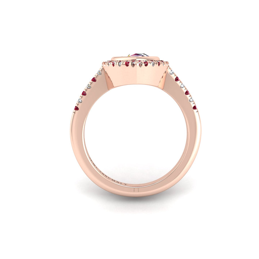 Starry Halo Ring - Ruby Pear