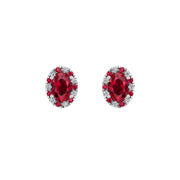 Cosmic Stud Earrings - Halo - Ruby Oval