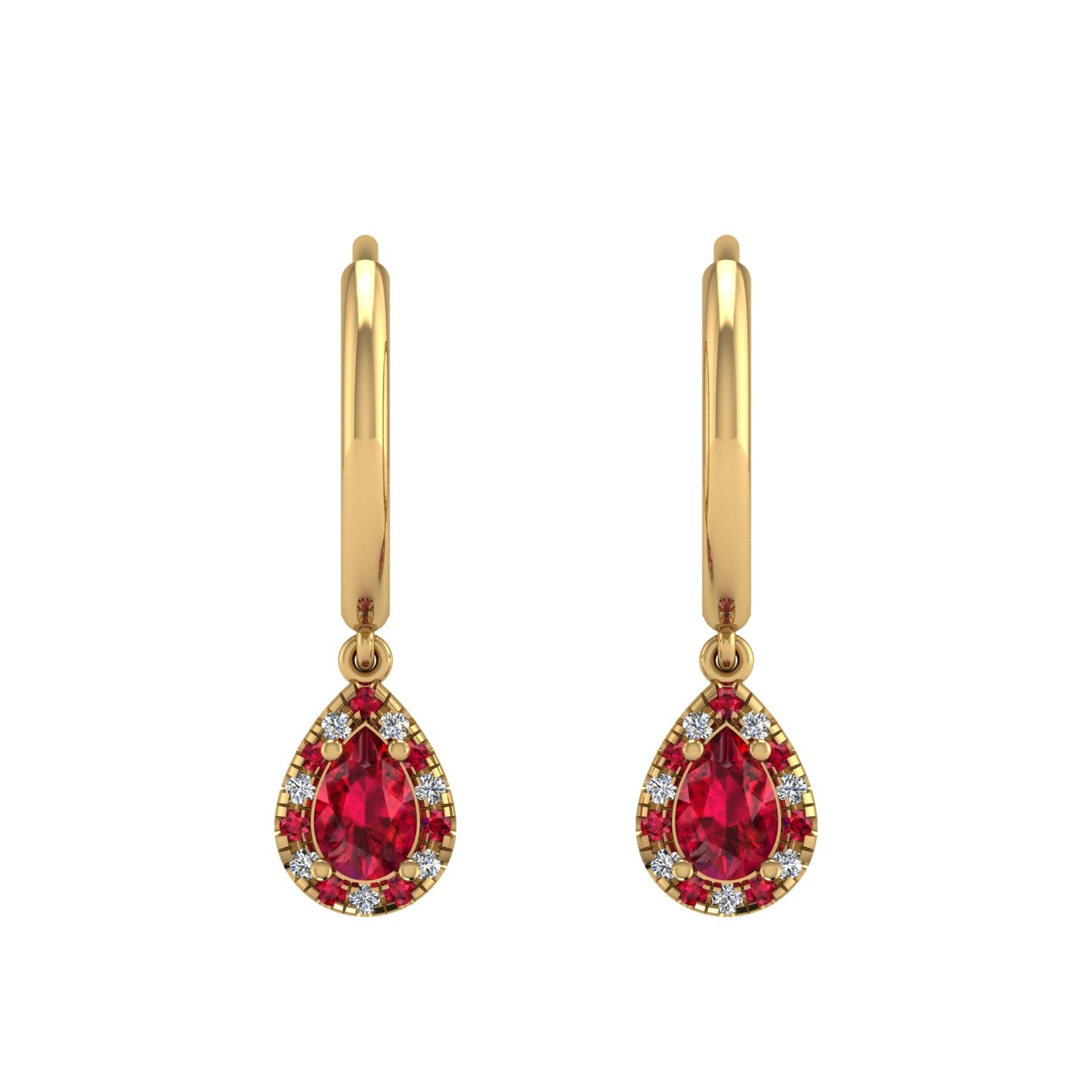 Mystic Hoop Earrings - Halo - Ruby Pear