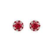 Cosmic Stud Earrings - Halo - Ruby Round