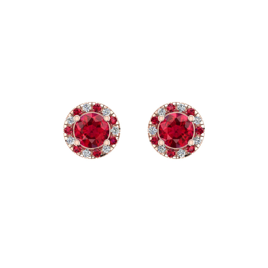Cosmic Stud Earrings - Halo - Ruby Round