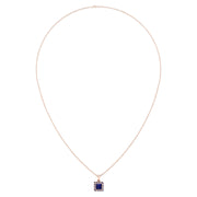 Divine Halo Pendant - Blue Sapphire Princess