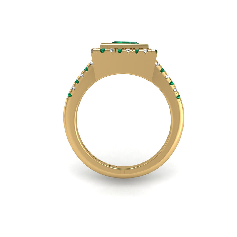 Starry Halo Ring - Emerald Princess