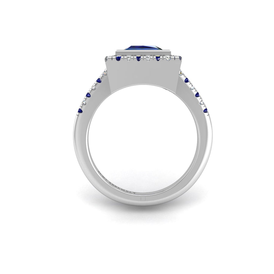 Starry Halo Ring - Blue Sapphire Princess