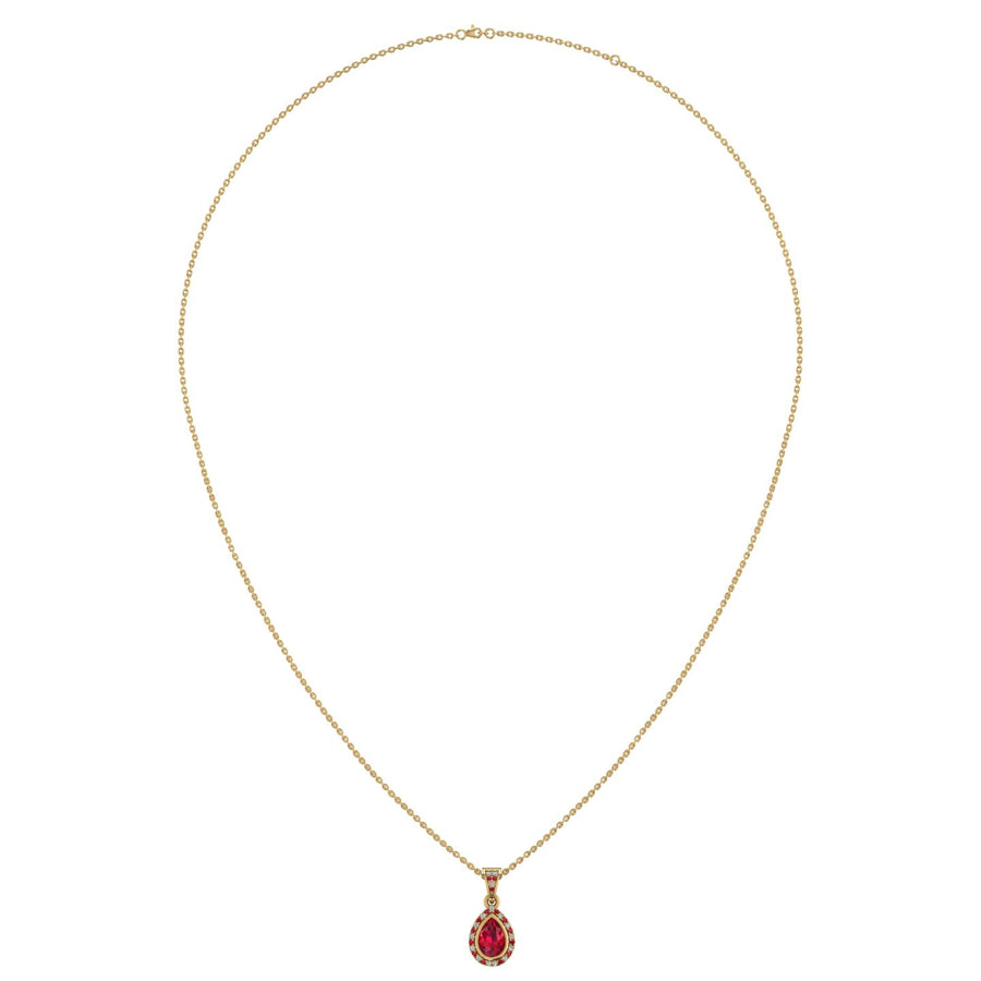 Heavenly Halo Pendant - Ruby Pear