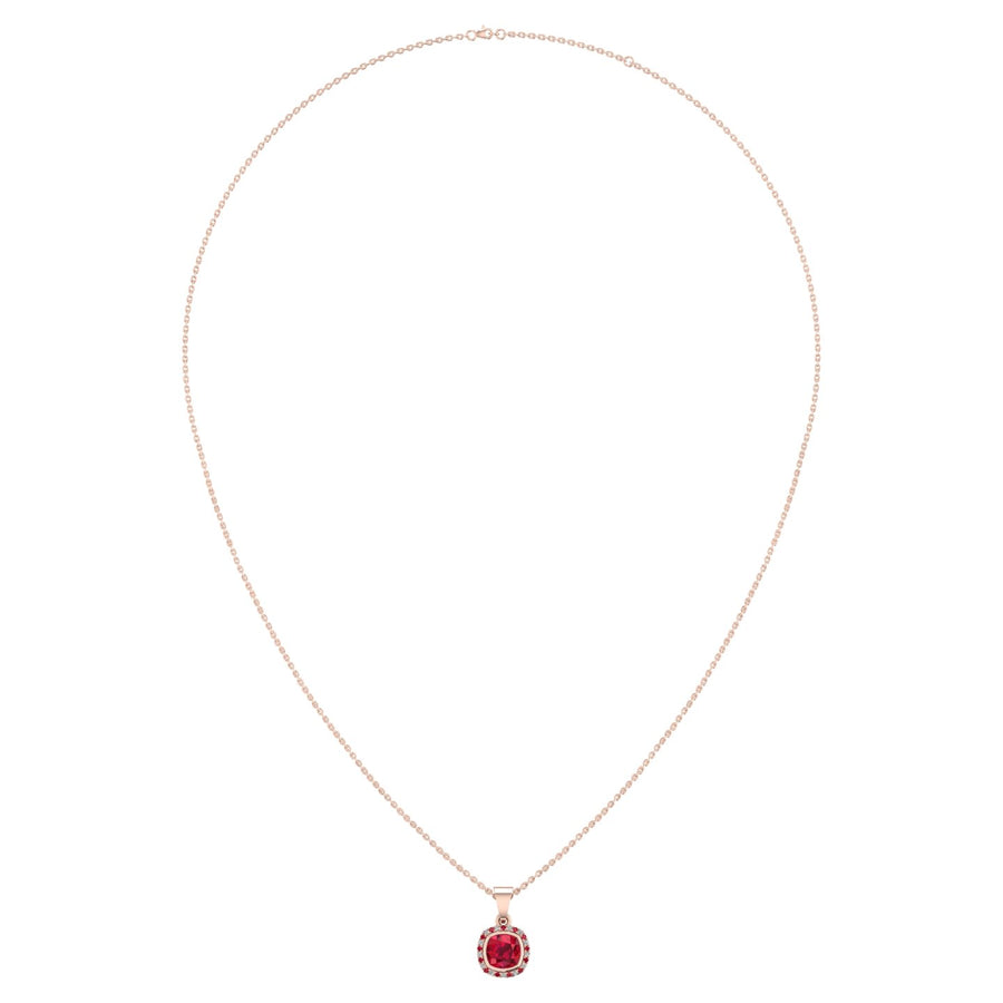 Divine Halo Pendant - Ruby Cushion