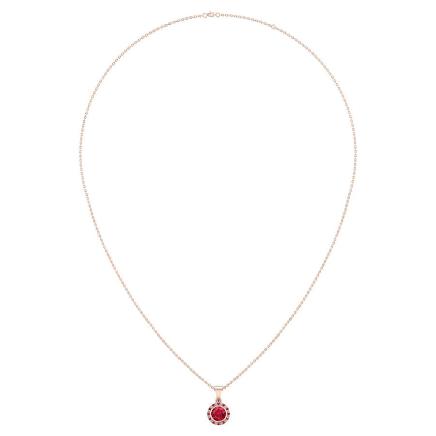 Divine Halo Pendant - Ruby Round