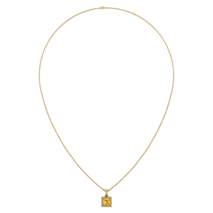 Divine Halo Pendant - Yellow Sapphire Princess