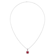 Heavenly Halo Pendant - Ruby Cushion