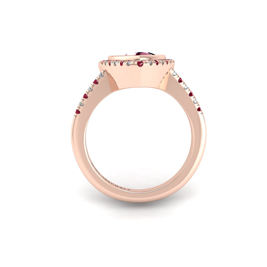 Starry Halo Ring - Ruby Trillion