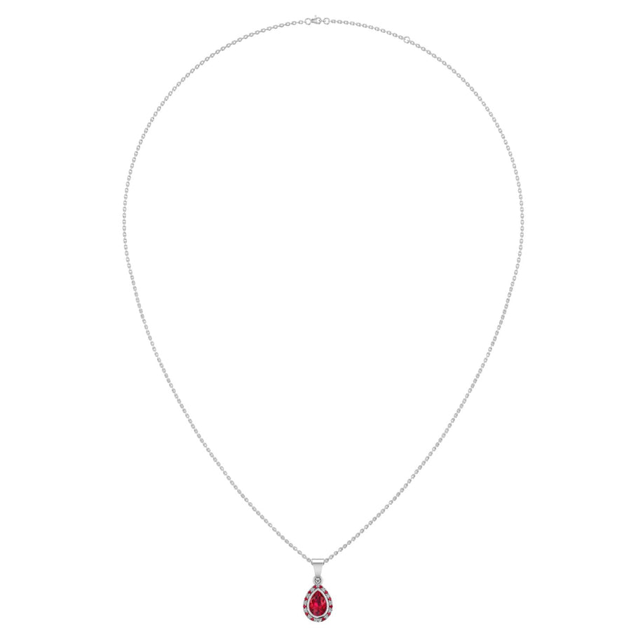 Divine Halo Pendant - Ruby Pear