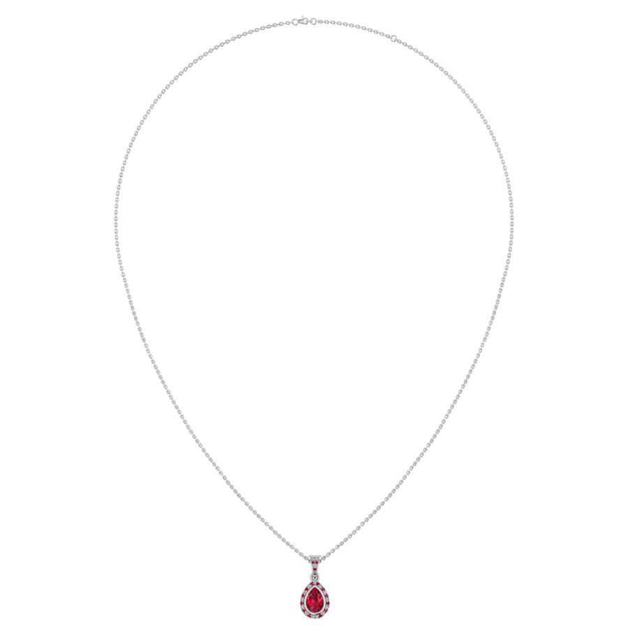 Heavenly Halo Pendant - Ruby Pear