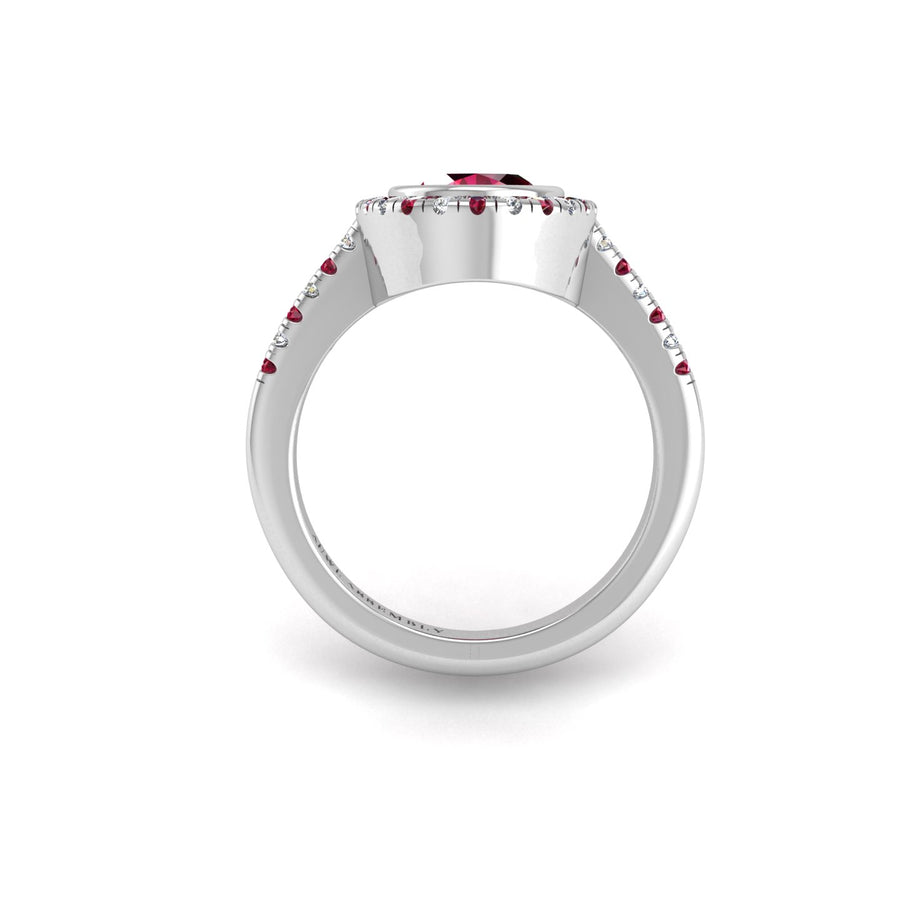 Starry Halo Ring - Ruby Oval