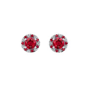 Cosmic Stud Earrings - Halo - Ruby Round