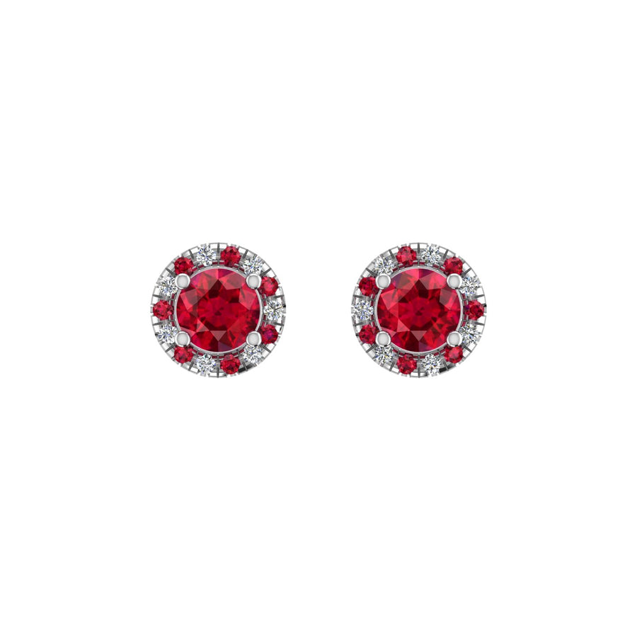 Cosmic Stud Earrings - Halo - Ruby Round