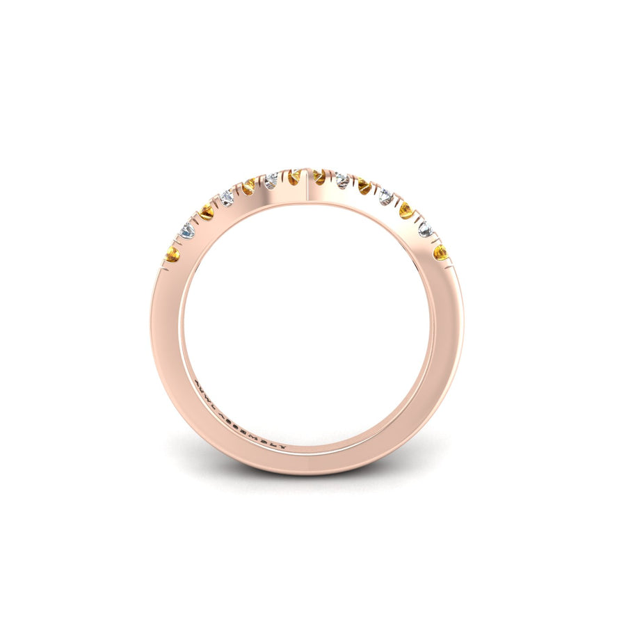 Heart's Triumph Chevron Band - Yellow Sapphire Round