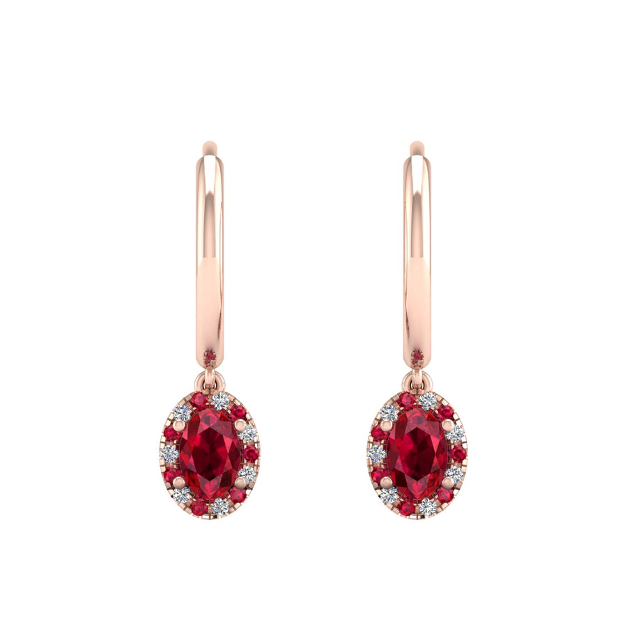 Mystic Hoop Earrings - Halo - Ruby Oval