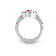 Starry Halo Ring - Ruby Round