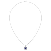 Divine Halo Pendant - Blue Sapphire Princess