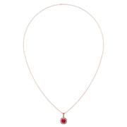 Heavenly Halo Pendant - Ruby Cushion