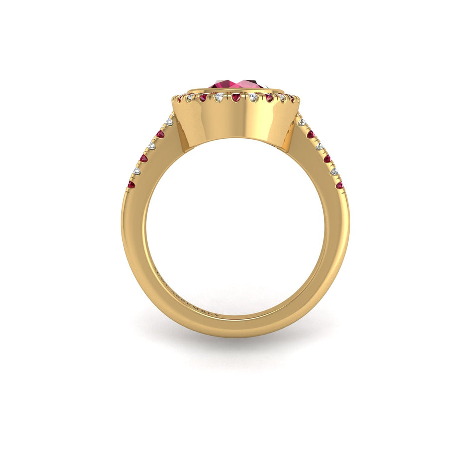 Starry Halo Ring - Ruby Round