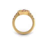 Starry Halo Ring - Ruby Pear