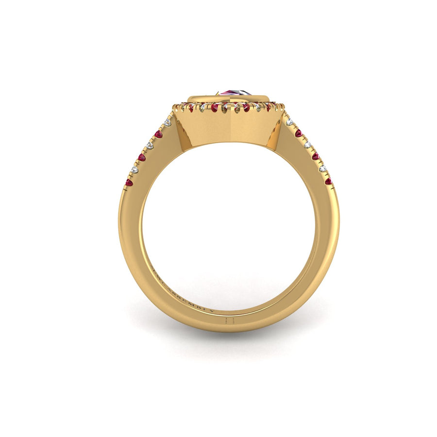 Starry Halo Ring - Ruby Pear
