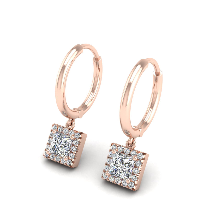 Diamond Hoop Earrings in Princess Cut 18k rose gold, Zodiac Birthstone Ring, designed for women, perfect astrology jewelry from Celestial Vibe collection at AUWL assembly