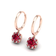 Ruby Hoop Earrings in Cushion Cut 18k rose gold, Zodiac Birthstone Ring, designed for women, perfect astrology jewelry from Celestial Vibe collection at AUWL assembly